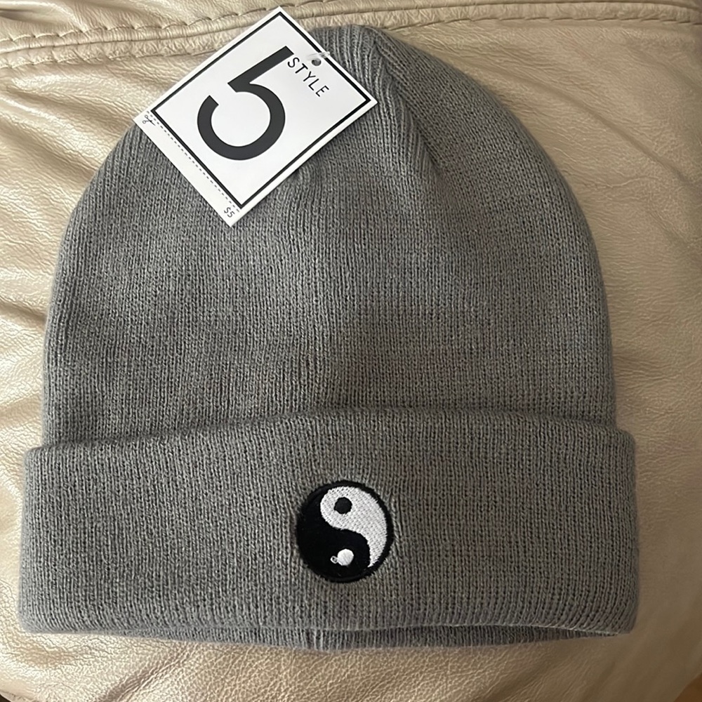 Gray Yin and Yang Beanie